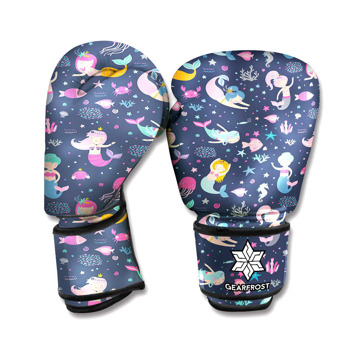 Mermaid Cartoon Pattern Print Boxing Gloves