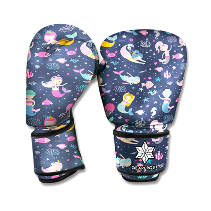 Mermaid Cartoon Pattern Print Boxing Gloves
