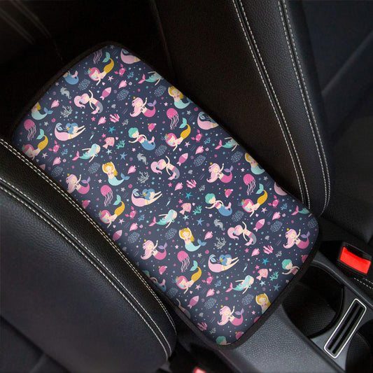 Mermaid Cartoon Pattern Print Car Center Console Cover