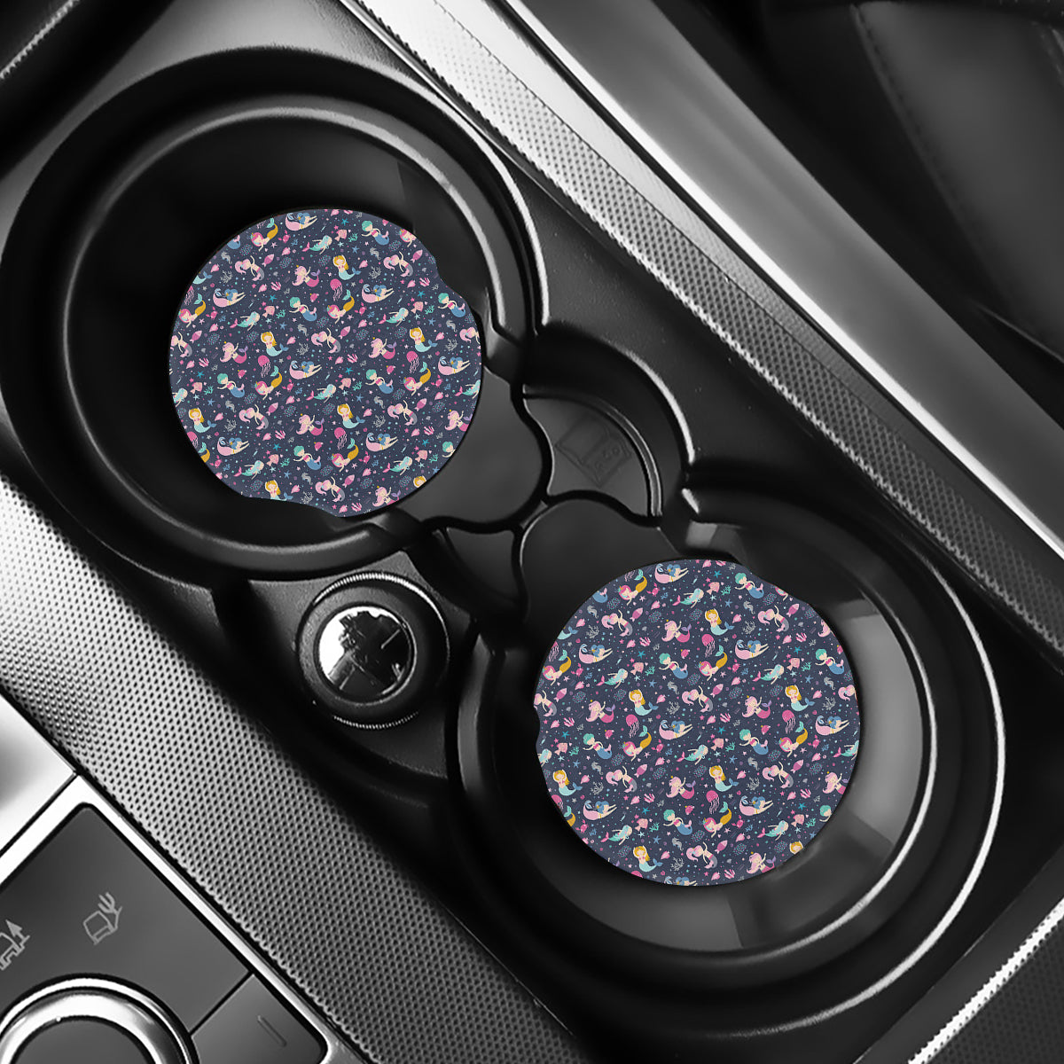 Mermaid Cartoon Pattern Print Car Coasters
