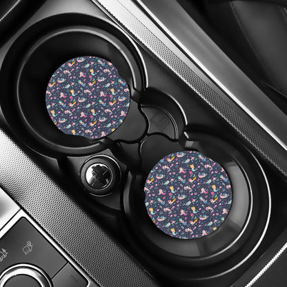 Mermaid Cartoon Pattern Print Car Coasters
