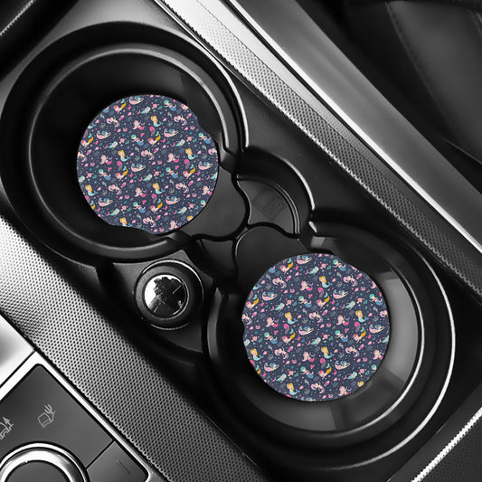 Mermaid Cartoon Pattern Print Car Coasters