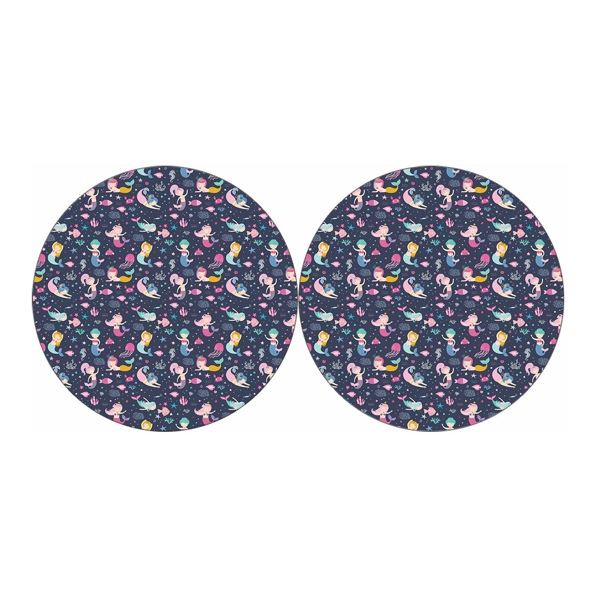 Mermaid Cartoon Pattern Print Car Coasters