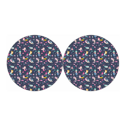 Mermaid Cartoon Pattern Print Car Coasters