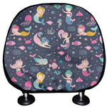 Mermaid Cartoon Pattern Print Car Headrest Covers
