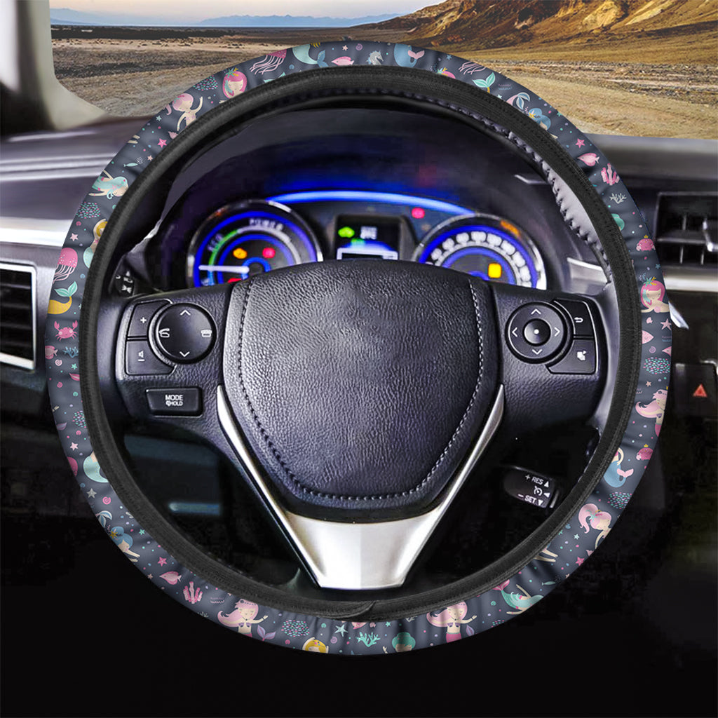 Mermaid Cartoon Pattern Print Car Steering Wheel Cover