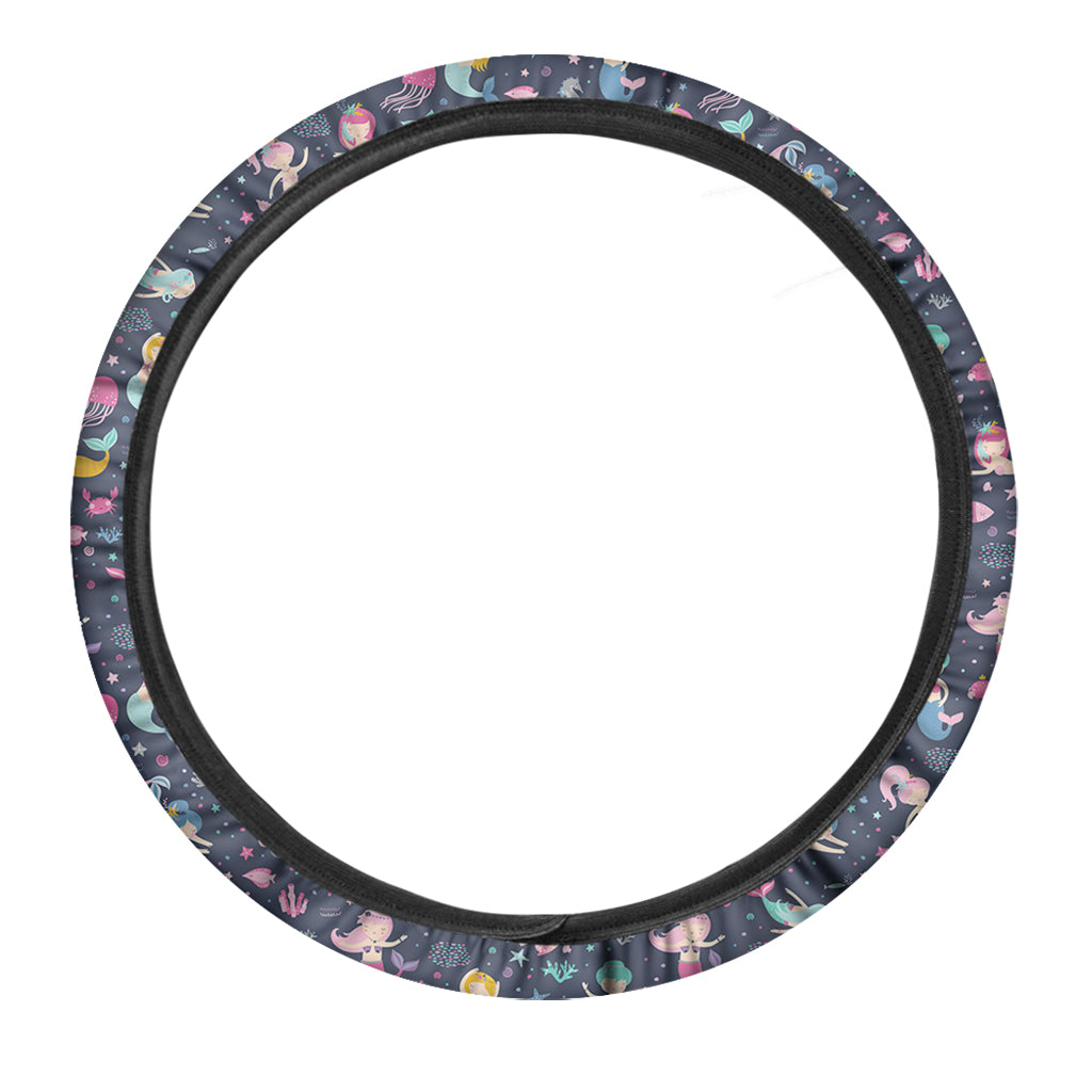 Mermaid Cartoon Pattern Print Car Steering Wheel Cover