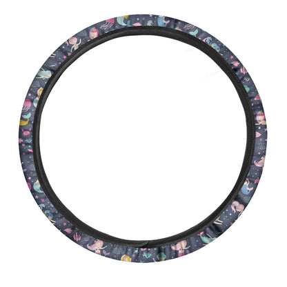 Mermaid Cartoon Pattern Print Car Steering Wheel Cover