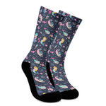Mermaid Cartoon Pattern Print Crew Socks