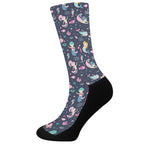 Mermaid Cartoon Pattern Print Crew Socks