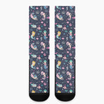 Mermaid Cartoon Pattern Print Crew Socks
