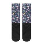 Mermaid Cartoon Pattern Print Crew Socks