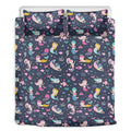 Mermaid Cartoon Pattern Print Duvet Cover Bedding Set