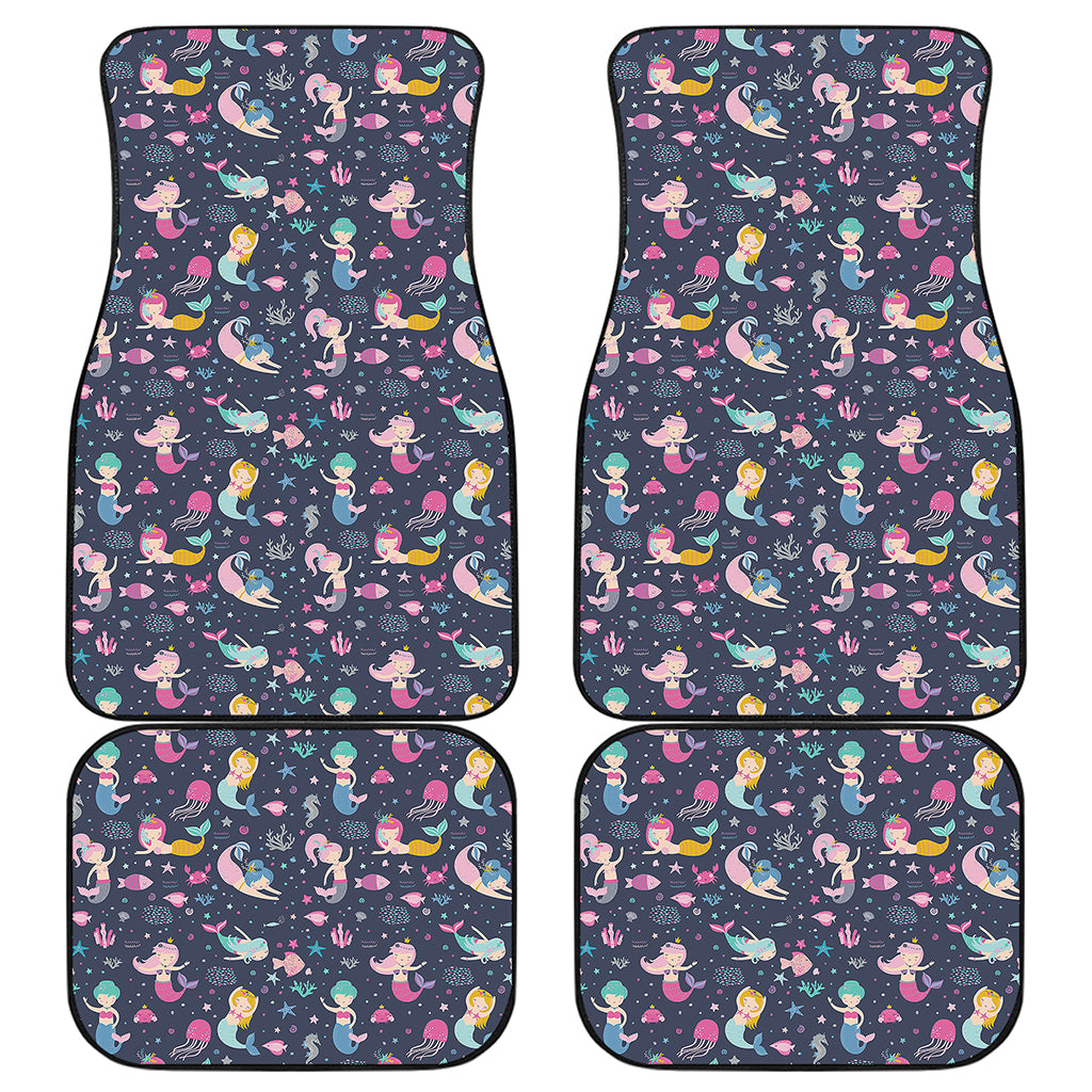 Mermaid Cartoon Pattern Print Front and Back Car Floor Mats