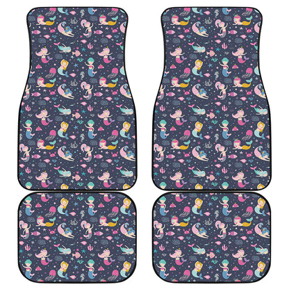 Mermaid Cartoon Pattern Print Front and Back Car Floor Mats