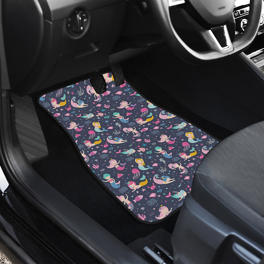 Mermaid Cartoon Pattern Print Front and Back Car Floor Mats