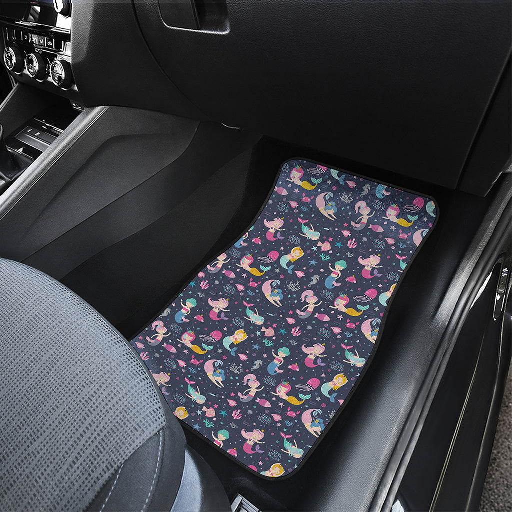 Mermaid Cartoon Pattern Print Front and Back Car Floor Mats