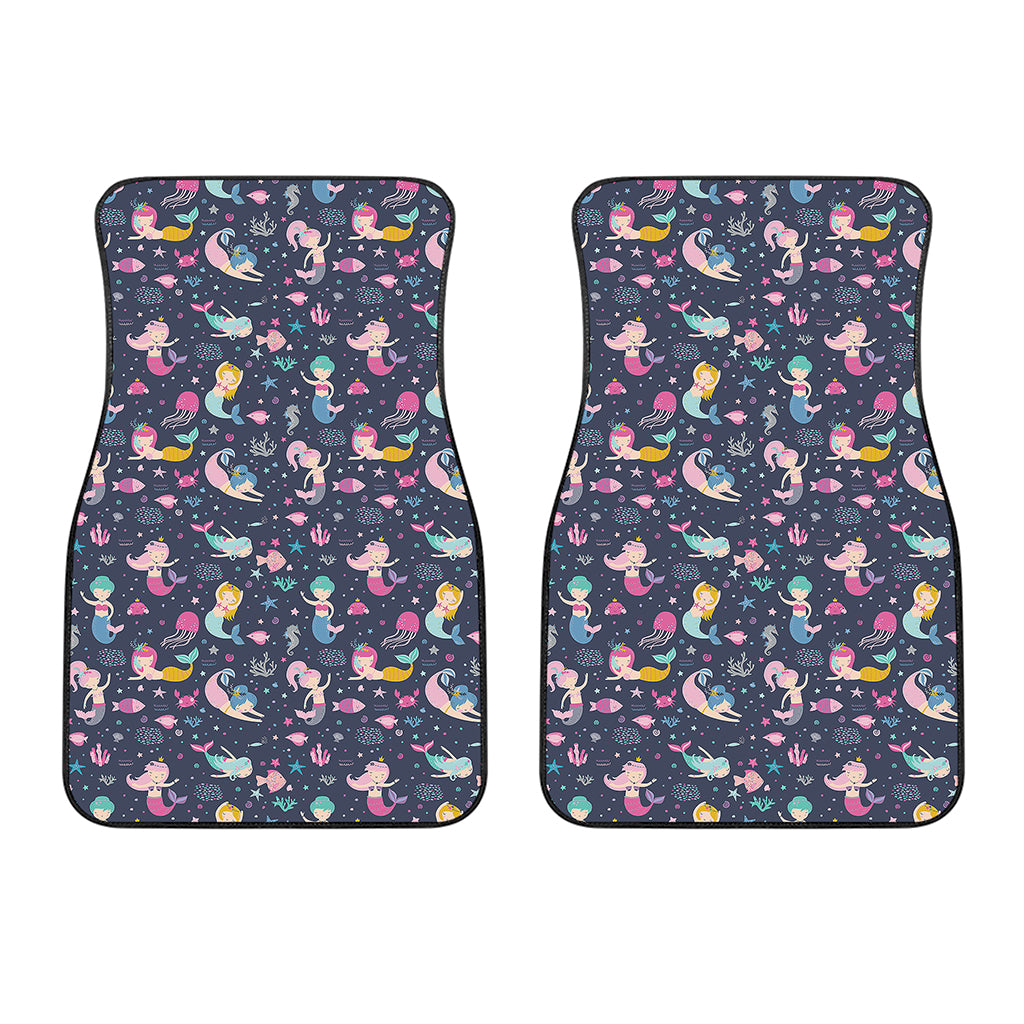 Mermaid Cartoon Pattern Print Front Car Floor Mats