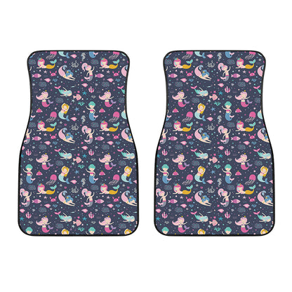 Mermaid Cartoon Pattern Print Front Car Floor Mats