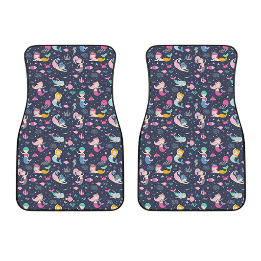 Mermaid Cartoon Pattern Print Front Car Floor Mats