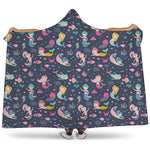 Mermaid Cartoon Pattern Print Hooded Blanket