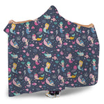 Mermaid Cartoon Pattern Print Hooded Blanket