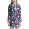 Mermaid Cartoon Pattern Print Pullover Hoodie Dress