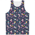 Mermaid Cartoon Pattern Print Men's Tank Top