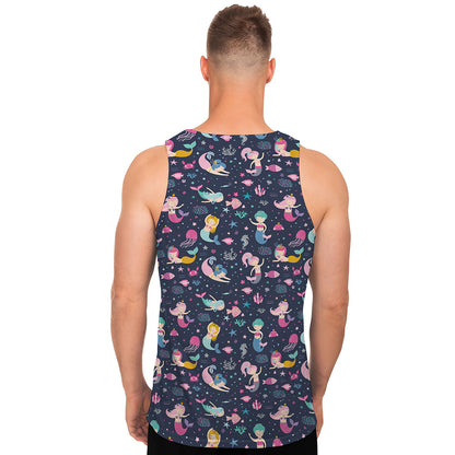Mermaid Cartoon Pattern Print Men's Tank Top