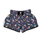 Mermaid Cartoon Pattern Print Muay Thai Boxing Shorts