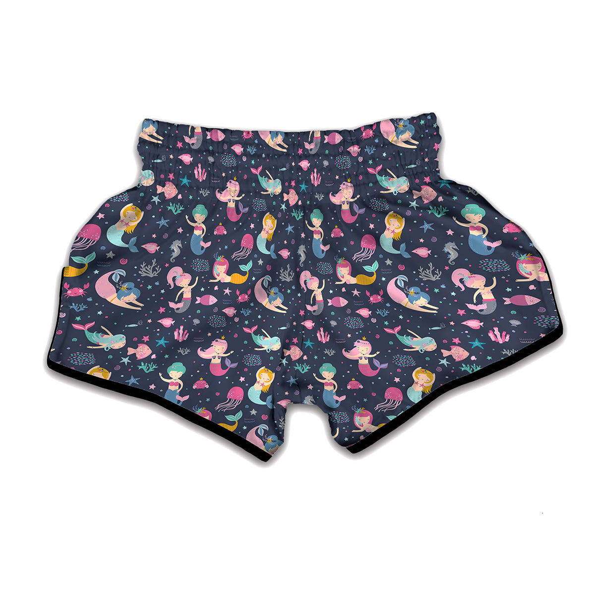 Mermaid Cartoon Pattern Print Muay Thai Boxing Shorts