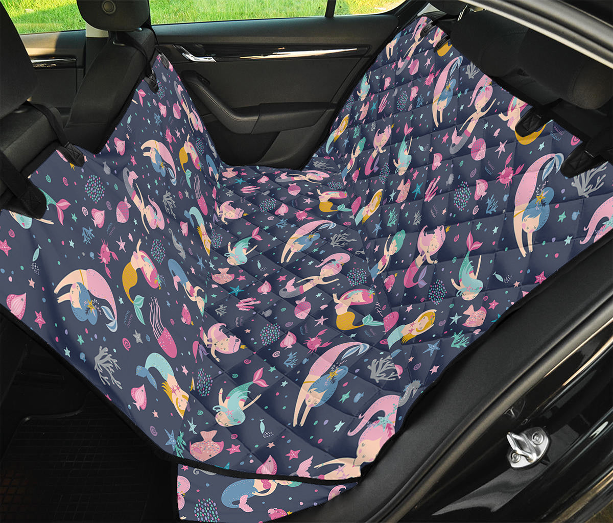 Mermaid Cartoon Pattern Print Pet Car Back Seat Cover