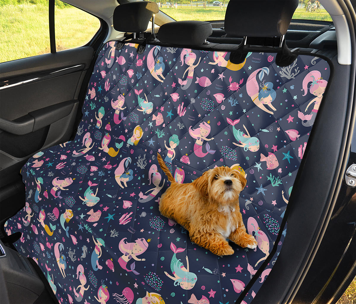 Mermaid Cartoon Pattern Print Pet Car Back Seat Cover