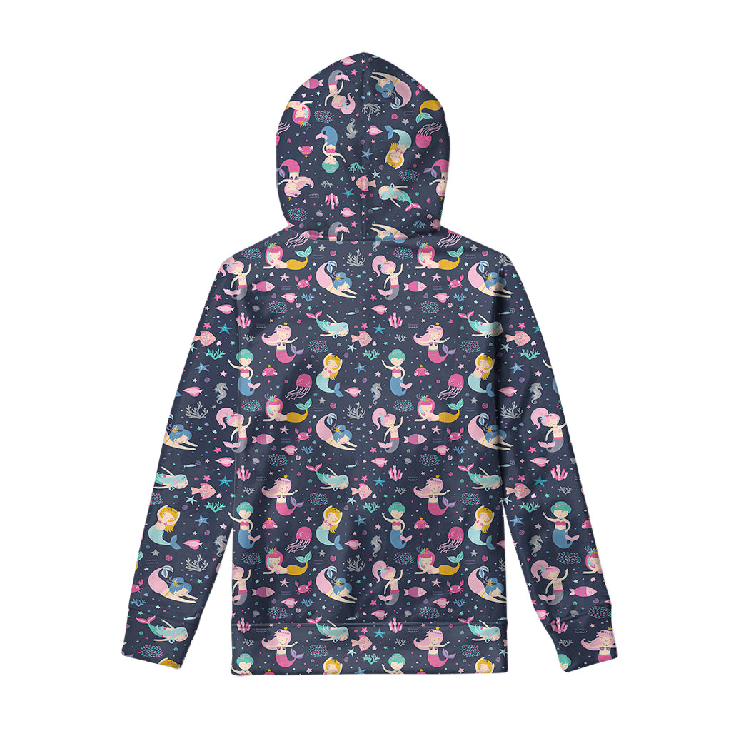 Mermaid Cartoon Pattern Print Pullover Hoodie
