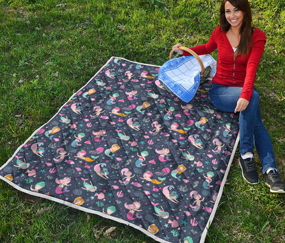Mermaid Cartoon Pattern Print Quilt