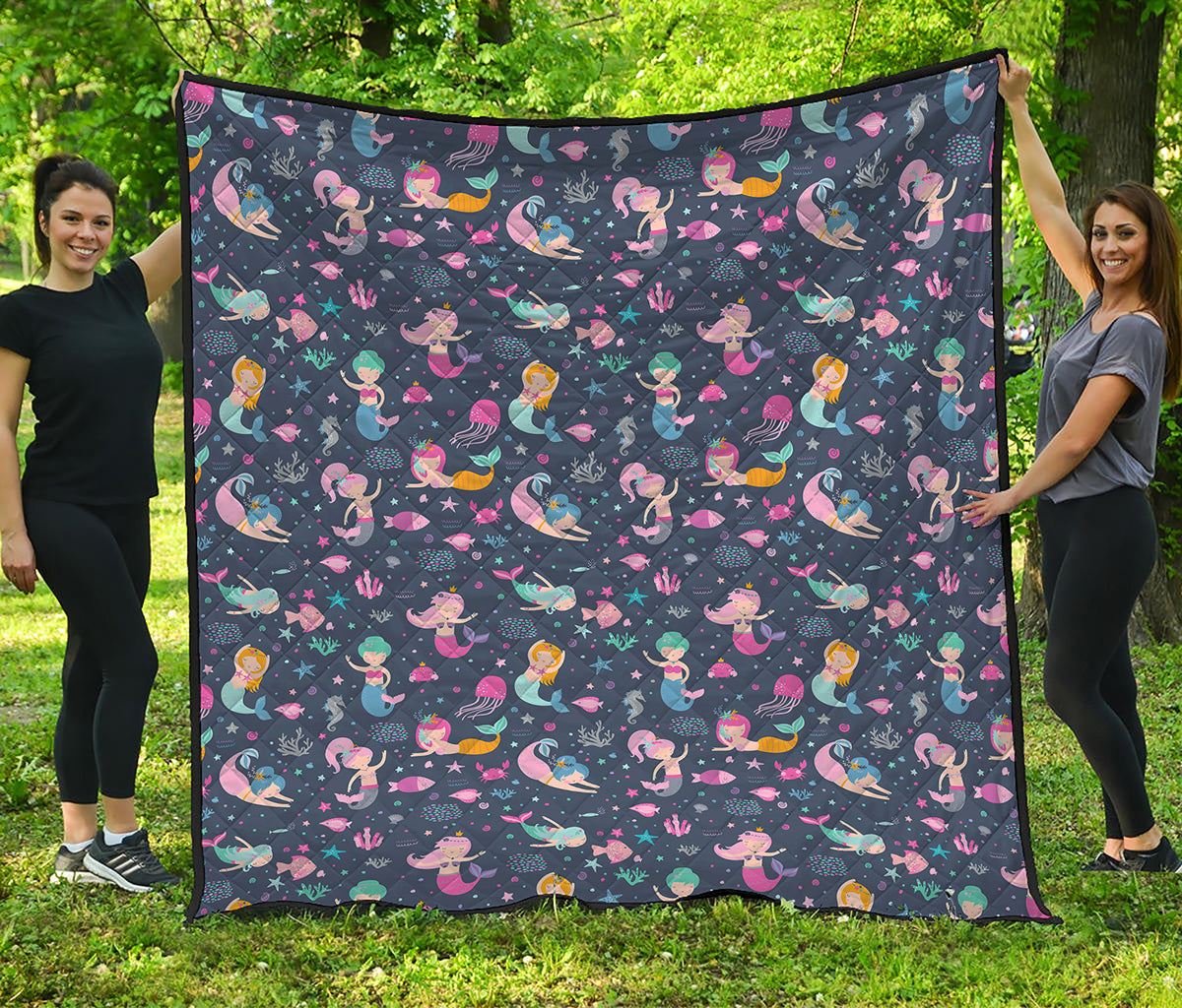 Mermaid Cartoon Pattern Print Quilt