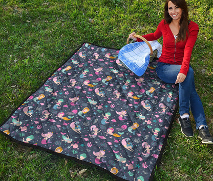 Mermaid Cartoon Pattern Print Quilt