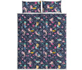 Mermaid Cartoon Pattern Print Quilt Bed Set