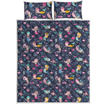 Mermaid Cartoon Pattern Print Quilt Bed Set