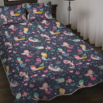 Mermaid Cartoon Pattern Print Quilt Bed Set