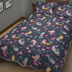 Mermaid Cartoon Pattern Print Quilt Bed Set