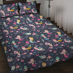 Mermaid Cartoon Pattern Print Quilt Bed Set