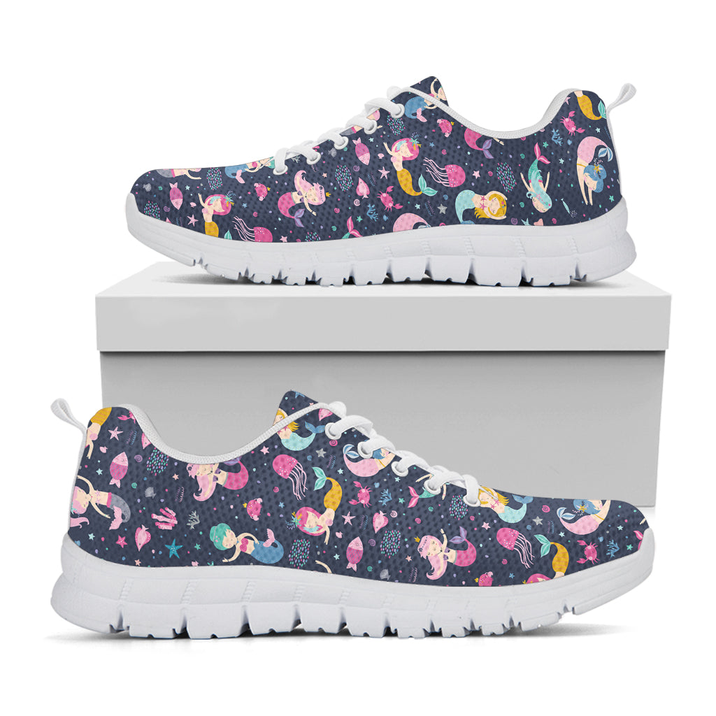 Mermaid Cartoon Pattern Print White Sneakers