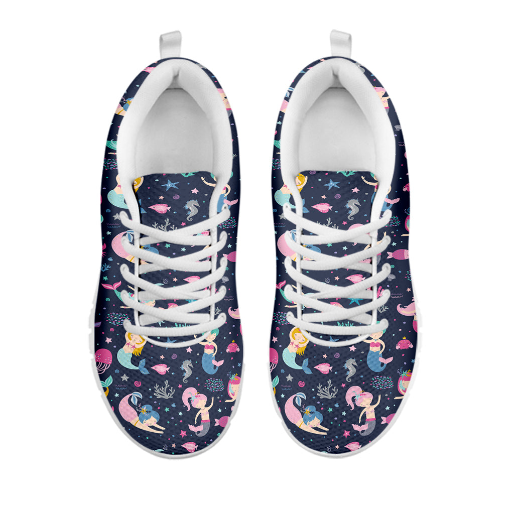 Mermaid Cartoon Pattern Print White Sneakers