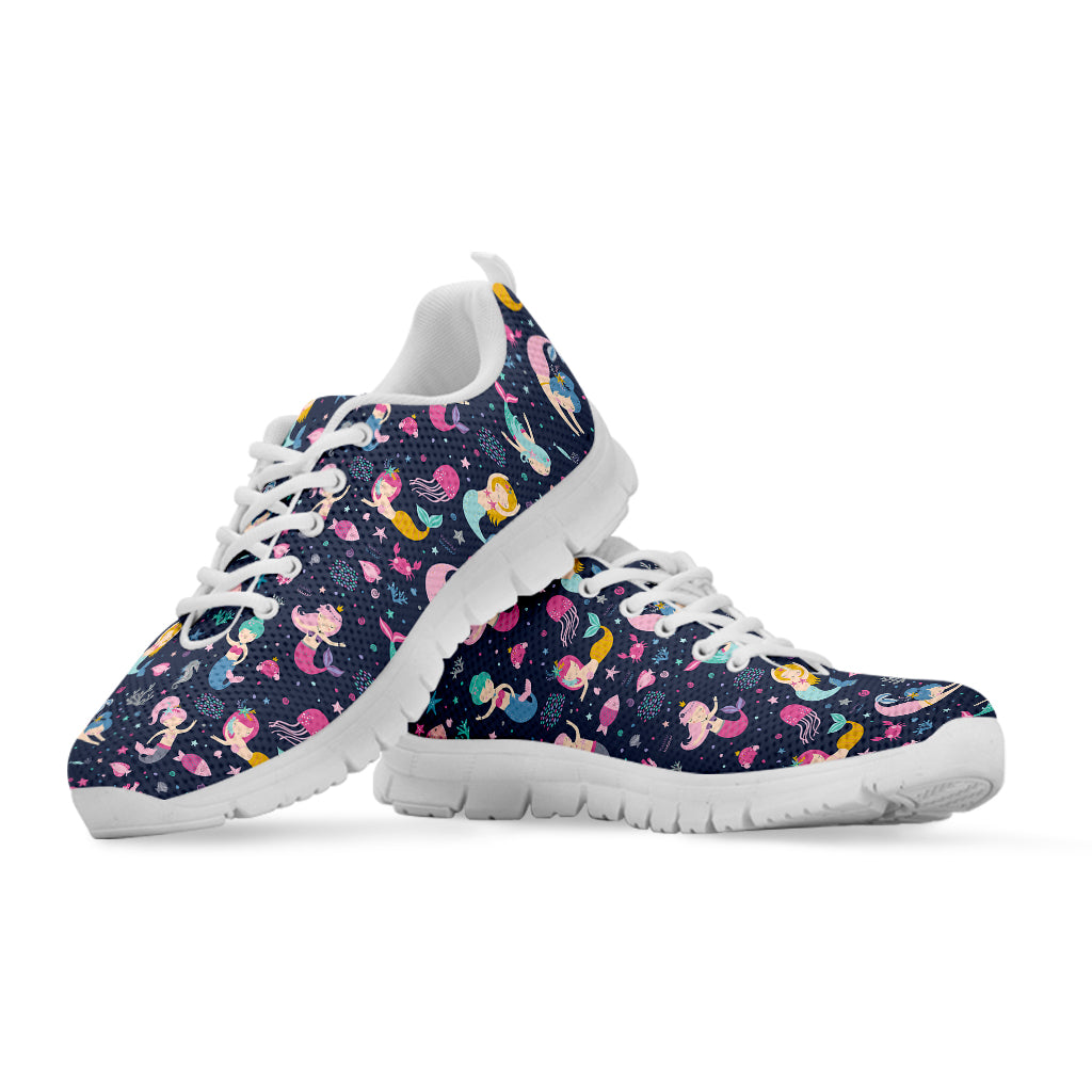 Mermaid Cartoon Pattern Print White Sneakers