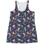 Mermaid Cartoon Pattern Print Women's Racerback Tank Top