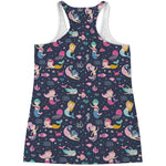 Mermaid Cartoon Pattern Print Women's Racerback Tank Top