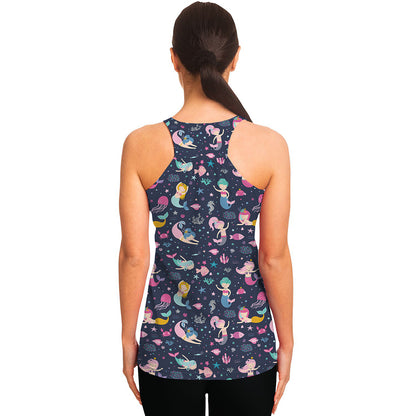 Mermaid Cartoon Pattern Print Women's Racerback Tank Top