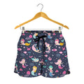 Mermaid Cartoon Pattern Print Women's Shorts