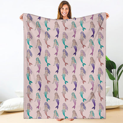 Mermaid Girls Pattern Print Blanket